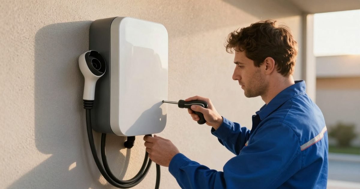 Electricista instalando un wallbox