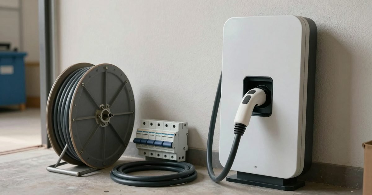 Materiales de instalación de un punto de recarga en el suelo del garaje
