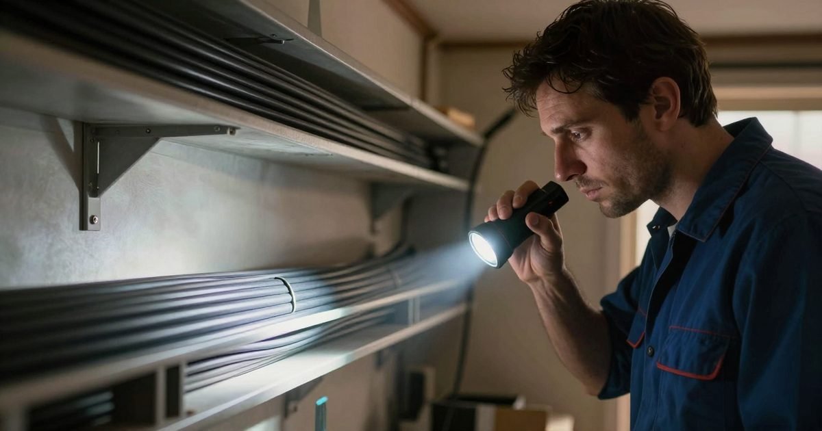 Técnico revisando la instalación común de un garaje