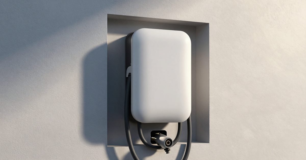 Wallbox empotrado en la pared de un garaje moderno
