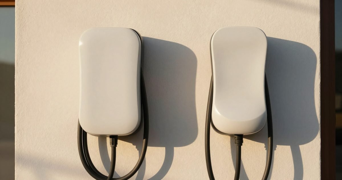 Dos wallbox de distinto tamaño en una fachada